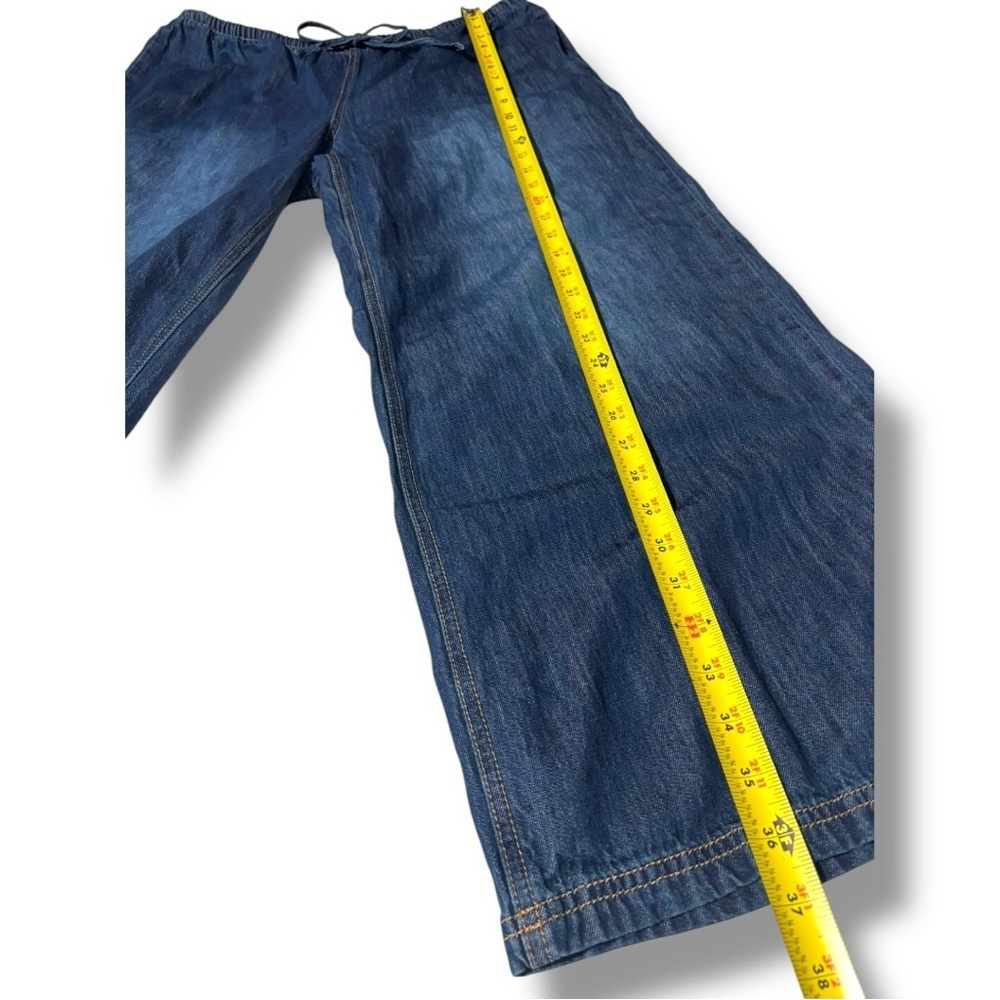 DIVIDED Dark Blue Wide Leg Distressed Knees Adjustable Tie Waist Jeans for Women - Picture 12 of 16